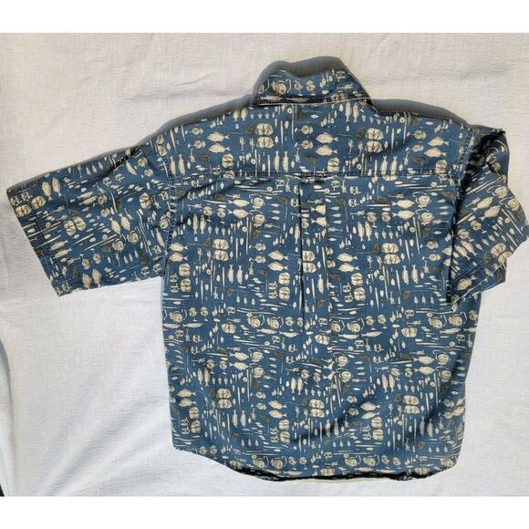 Woolrich Fishing Shirt Button Front 100% Cotton Short Sleeve Shirt Size Medium - Picture 2 of 8